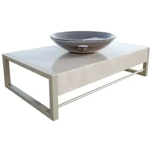 Lavabo Atenas 19240 com Tampo em Porcelanato e Cuba de Vidro Bronze para Banheiro Crismetal Lavabo Atenas 19240 com Tampo em Porcelanato e Cuba de Vidro Bronze Crismetal