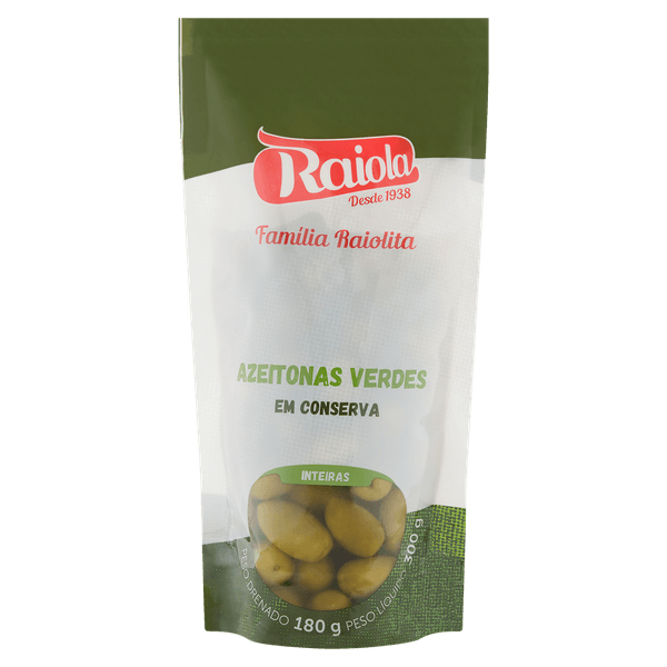 Azeitonas Verdes Raiola Inteiras 180g
