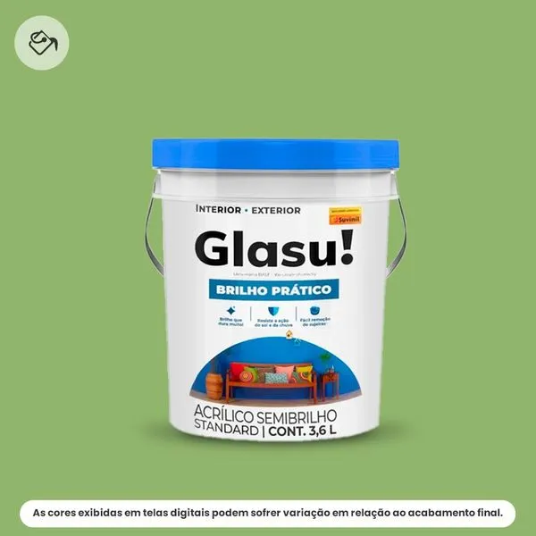 Tinta Acrílica Standard Semibrilho Glasu Suvinil Balde 3,6L Brilho Prático Trevo Da Sorte (MP)