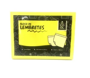 Bloco Anotações Adesivo Amarelo Neon 100 Folhas