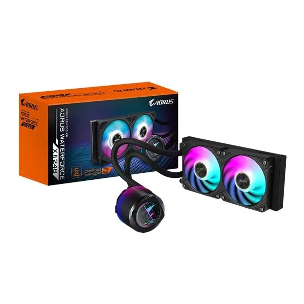 Water Cooler para Processador Gigabyte 240mm Waterforce X II 240 ARGB LCD Preto