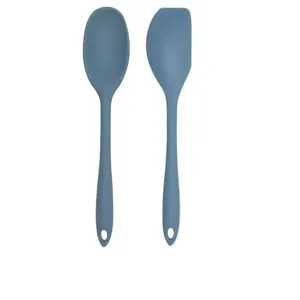 Colher e espatula de silicone na cor azul escuro 28cm