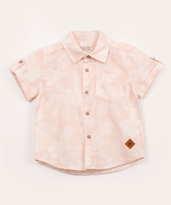 camisa infantil manga curta floral rosa claro 3