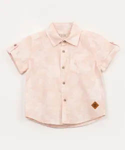 camisa infantil manga curta floral rosa claro 5