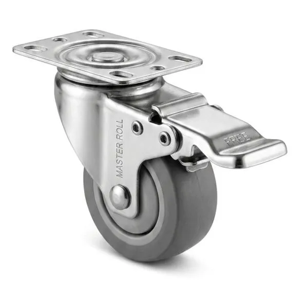 Rodízio com Freio Softglide Line Aço Inox Não Risca Piso 50kg 2 Pol Master Rodízio com Freio Softglide Line Aço Inox 50kg 2 Pol Master