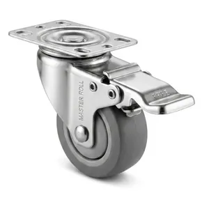 Rodízio com Freio Softglide Line Aço Inox Não Risca Piso 50kg 2 Pol Master Rodízio com Freio Softglide Line Aço Inox 50kg 2 Pol Master
