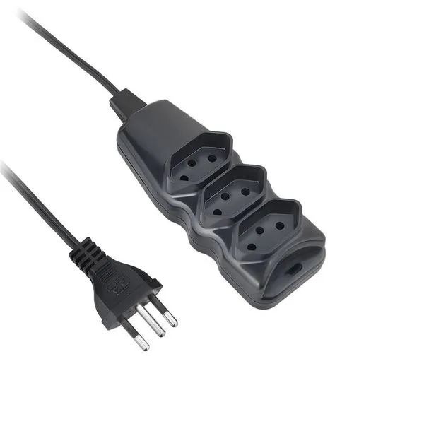 Extensão Elétrica 3m 3 Tomadas Bivolt Cabo Tripolar 250V 10A Preta Elgin Extensão Elétrica 3m 3 Tomadas Bivolt 250V Preta Elgin