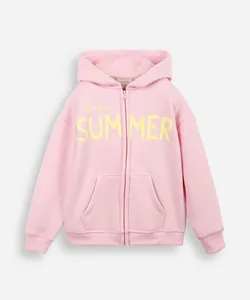 blusão juvenil de moletom felpado com capuz estampado rosa 4