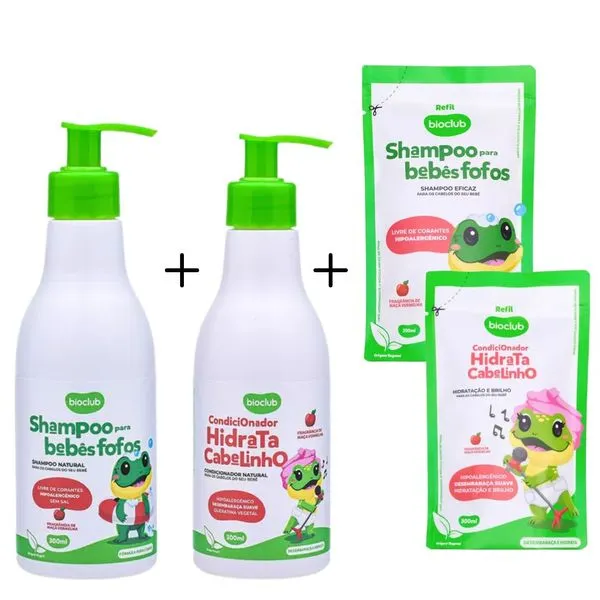 Kit Shampoo + Condicionador + Refil Infantil - Bioclub