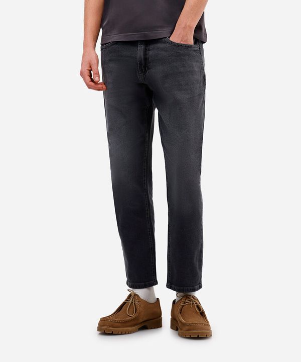 calça slim cropped masculina jeans preta 46