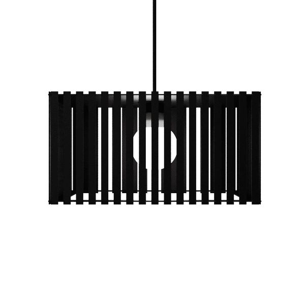Luminária Pendente Barcelona Modelo Ripado Preta