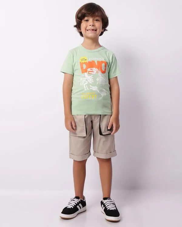 Bermuda Infantil Sarja Com Cordão Bege 4