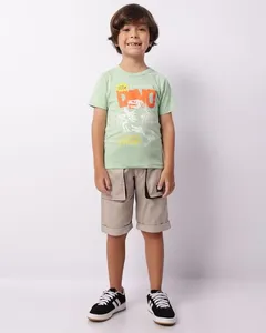 Bermuda Infantil Sarja Com Cordão Bege 4