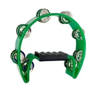 Pandeiro Meia Lua Pandeirola Colorido Som Agudo com 16 Pares de Platinelas Verde Oem Pandeiro Meia Lua Pandeirola Colorido em Policarbonato Verde Oem