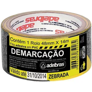 Fita para Demarcação de Solo PVC Amarela e Preta 48mm X 14m Alta Resistência Adelbras Fita para Demarcação de Solo PVC Amarela e Preta 48mm X 14m Adelbras