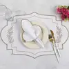 Kit 12 Jogos Americanos Guardanapos De Mesa Retangular Bordado Requinte - Branco