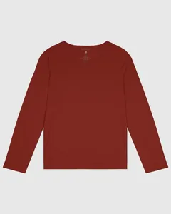Blusa Básica Feminina Plus Size Manga Longa Em Algodão Marrom - G1
