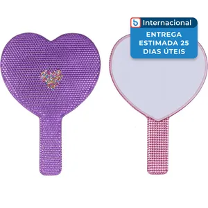 Espelho De Mão Zzyzyzqylj Formato De Coração Brilhante 2 Peças Roxo/Rosa A-MBI