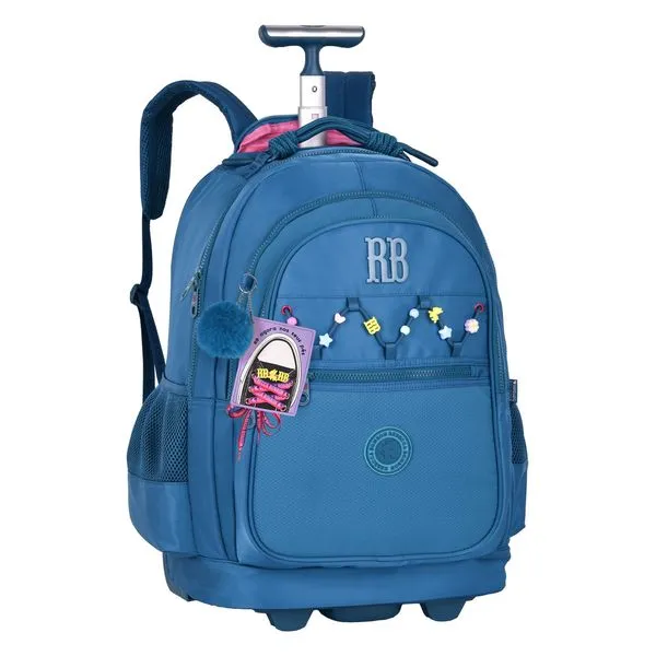 Mochila com Rodinhas Carrinho Oficial Rebecca Bonbon 19 RB27421 Azul