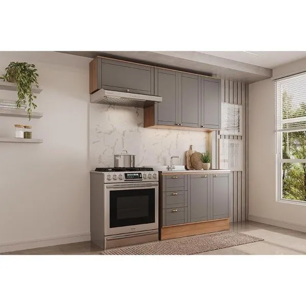 Kit Cozinha Carraro 3 Peças Bella C3P22 Nogal/Cinza