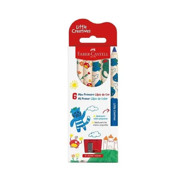 Lápis de Cor Faber-Castell Little Creatives com Fórmula Suave e Design Ergonômico 6 Cores com Apontador Lápis de Cor Faber-Castell Little Creatives com Fórmula Suave 6 Cores com Apontador