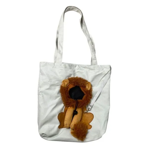 Bolsa de Transporte para Pets Braslu BSL3906 Estampa Leão Náilon Branco com Ventilação 1 Unidade Bolsa de Transporte para Pets Braslu BSL3906 Estampa Leão Náilon Branco
