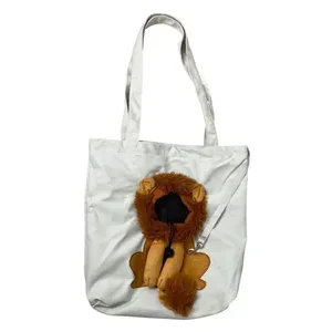 Bolsa de Transporte para Pets Braslu BSL3906 Estampa Leão Náilon Branco com Ventilação 1 Unidade Bolsa de Transporte para Pets Braslu BSL3906 Estampa Leão Náilon Branco
