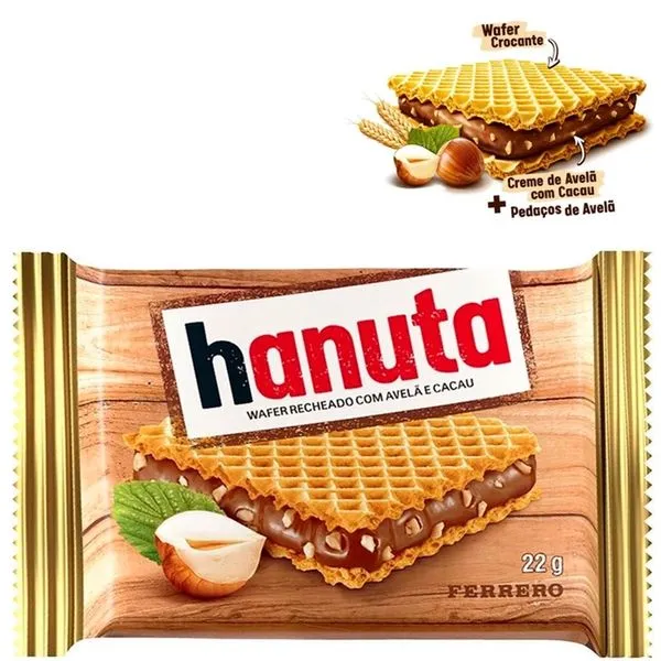 Wafer Hanuta Avelã e Cacau 22g