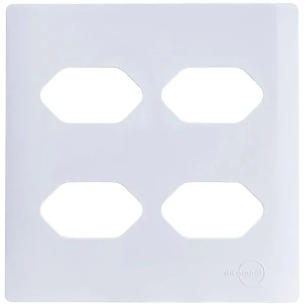 Placa 4x4 para 4 Tomadas Universais 2P+T Branco da Linha Novara - 1100-59 - DICOMPEL