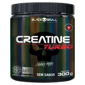 Creatina Pó sem Sabor Caveira Preta Black Skull Creatine Turbo Pote 300g