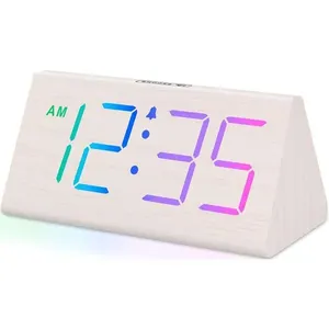 Despertador Digital Decorativo Dreamsky Madeira/Branco/RGB A-MBI