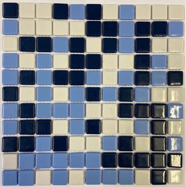 Pastilha Ecologic Azul Aruba 2,5x2,5cm Peça 30x30cm Bold Royal Grés