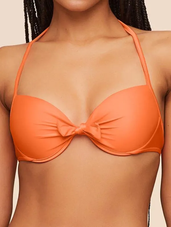 Top Meia Taça Com Nó Lisos BRIGHT ORANGE G