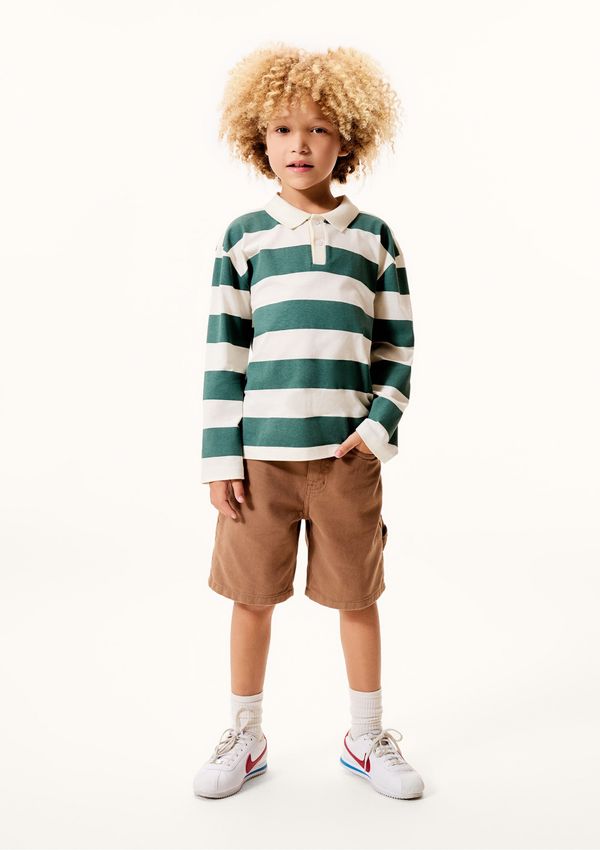Bermuda Infantil Menino Em Sarja - Marrom 012