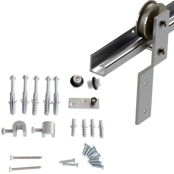 Kit para Porta de Correr Smart Até 30kg Geris Kit para Porta de Correr Smart Até 30Kg 2m Alumínio Escovado
