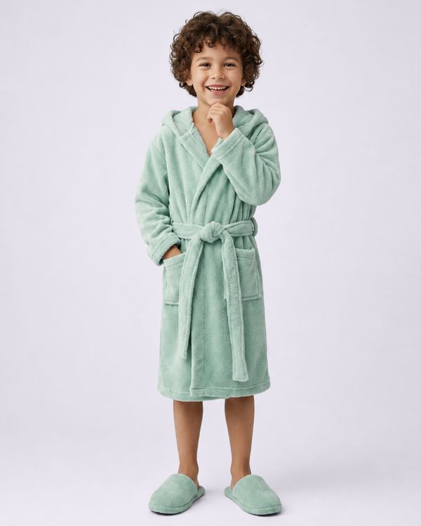 Roupão Infantil com Capuz Dinossauro Verde P