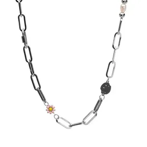Colar FAV's de Aço Prata Ajustável