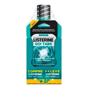 Kit Enxaguante Bucal Listerine Cool Mint 500ml + 1 Listerine Go Tabs