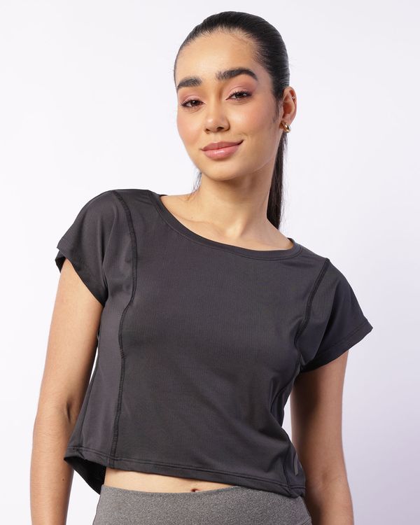 Blusa Fitness Feminina Fitter Cropped Tela Preta M