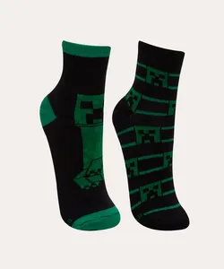 kit de 2 pares de meias cano médio minecraft multicor 34-37