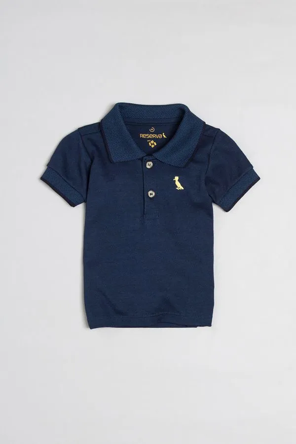 Polo Reserva Mini Bebê Piquet Premium Marinho - 1