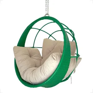 Cadeira Suspensa Ômega Verde Balanço Ninho Gourmet Alumínio Bege V1