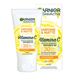 Protetor Solar Facial Hidratante Garnier Uniform & Matte FPS30 Vitamina C 40g