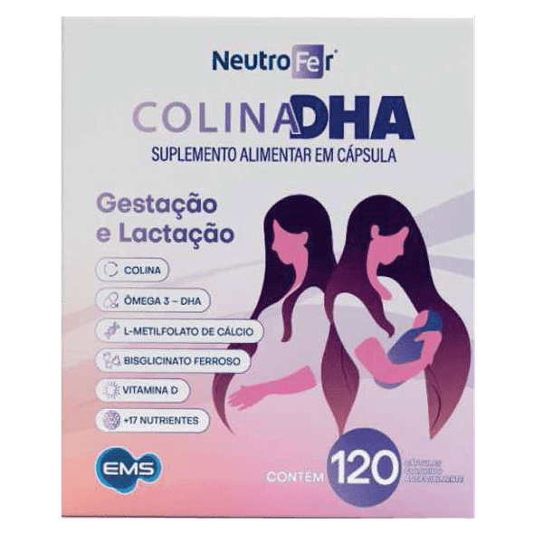 Suplemento Alimentar Neutrofer Colina DHA Gestão e Lactação 120 Cápsulas