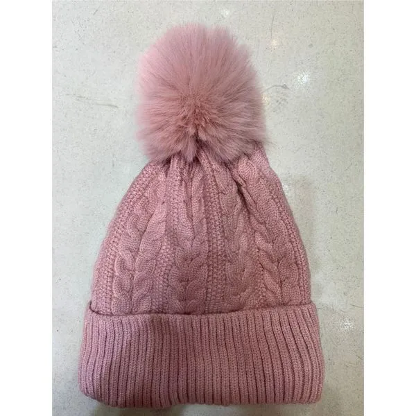 Touca Feminina de Inverno OEM Forrada com Pelúcia em Lã Acrílica Antialérgica Rosa Adulto Touca Feminina de Inverno OEM em Lã Acrílica Antialérgica Forrada com Pelúcia Rosa Adulto
