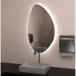 Kit 2 Espelhos Orgânico Com Led Amarelo 60x40 Com Fonte Bivolt Amarelo