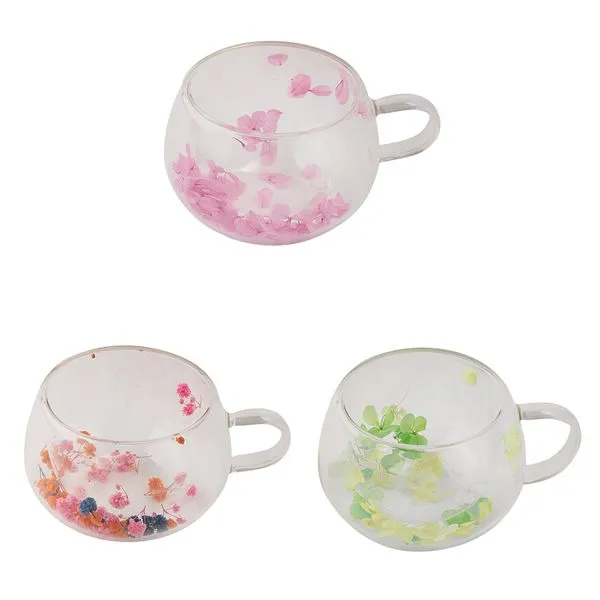 Caneca Com Parede Dupla Decorada Sortida Vidro 240ml LM3676 - honeyhome