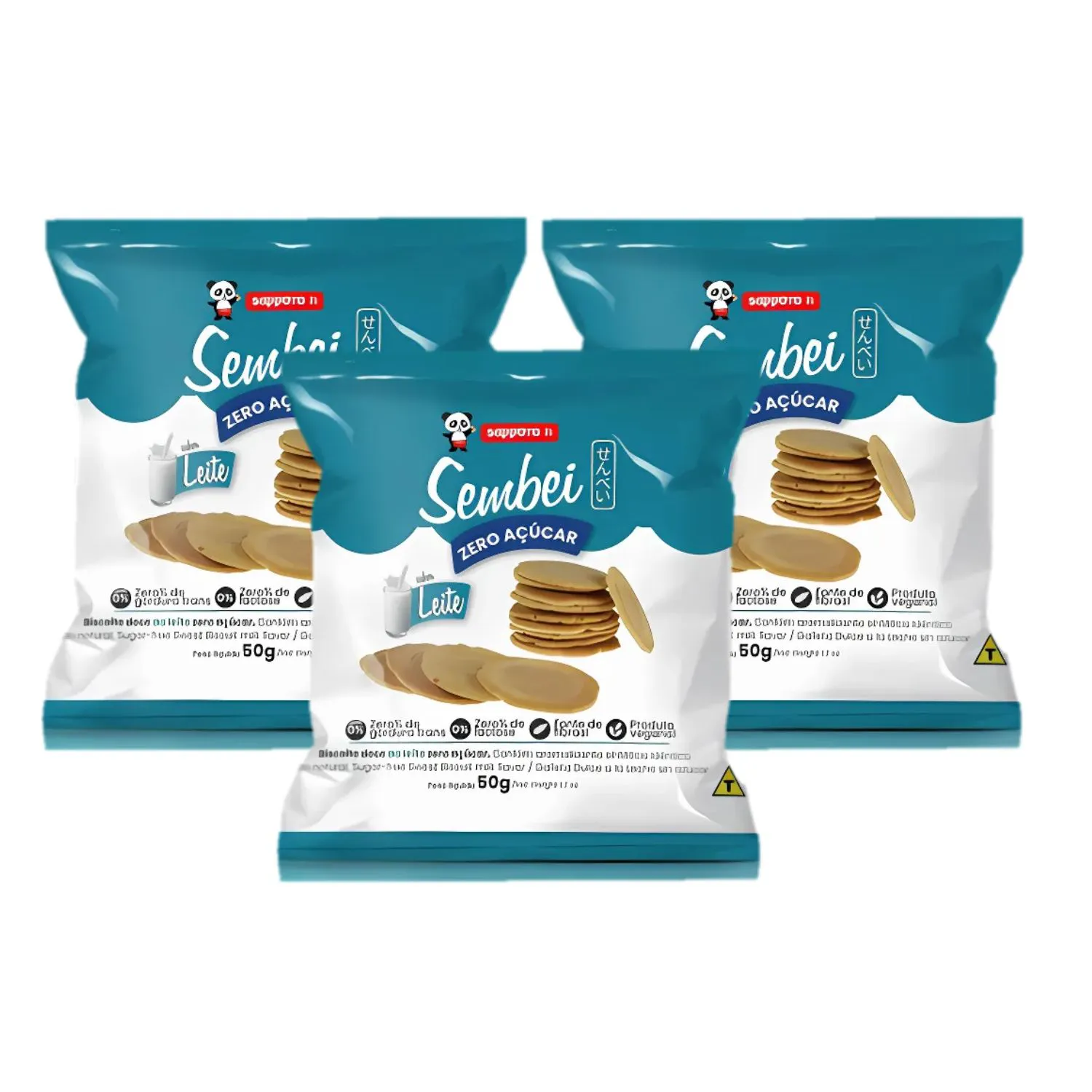 Biscoito Japonês Sembei Vegano Sem Açúcar Leite Sapporo 3 Unidades 50g