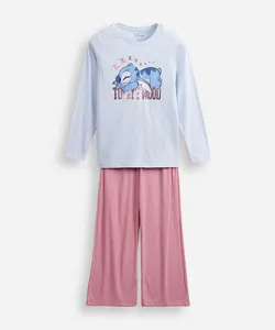pijama infantil longo de algodão stitch colorido 10