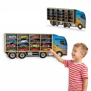 Expositor Painel para 20 Carrinhos Estilo Caminhão Organizador de Coleção em MDF para Parede e Mesa Junges Expositor Painel para 20 Carrinhos Estilo Caminhão Organizador em MDF para Parede e Mesa Junges